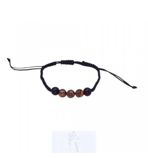 Pulseira Ajustável Olho Tigre e Ônix