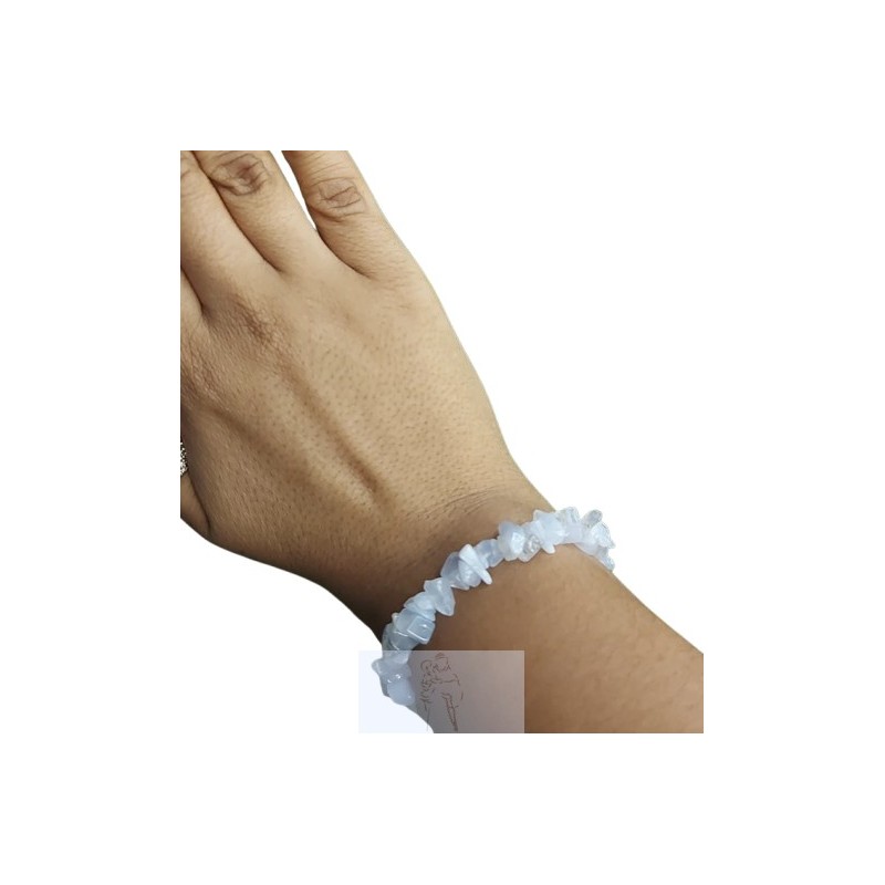 Pulseira Chip de Calcedônia Azul Pulseira Chip de Calcedônia Azul