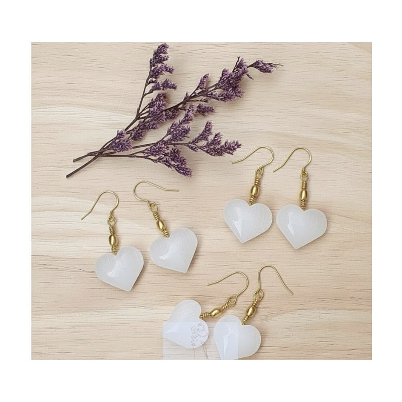 Brincos de Selenite - Coração