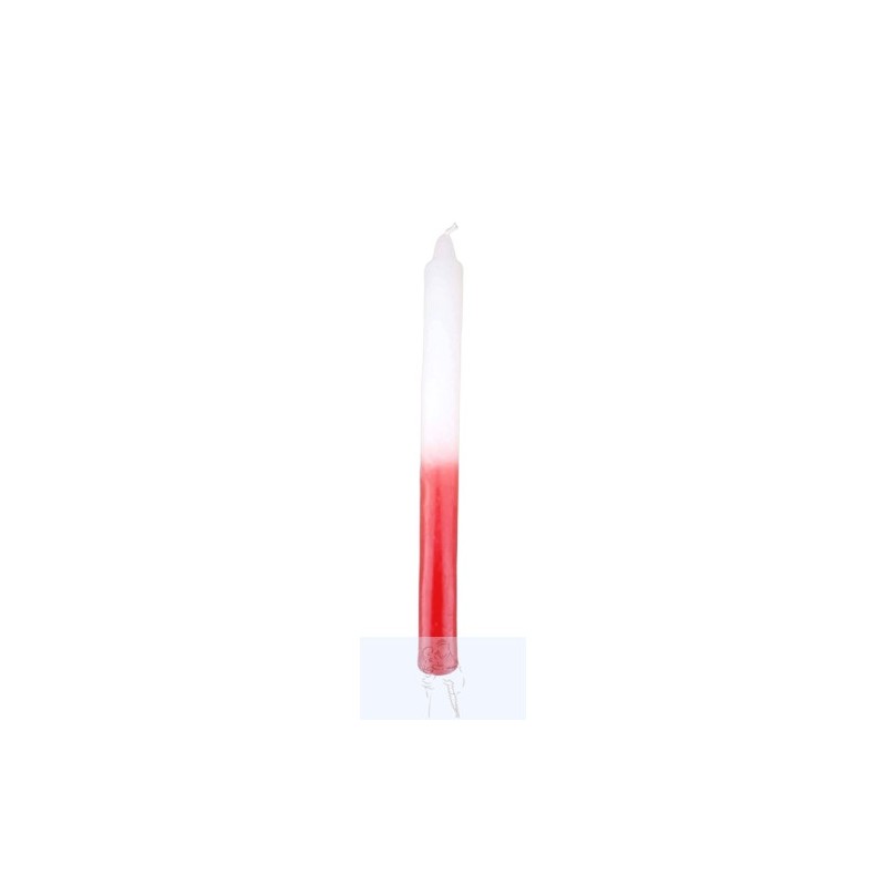 Vela Palito Branca/Vermelha - 20cm