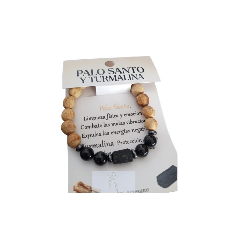 Pulseira Pau Santo com Turmalina