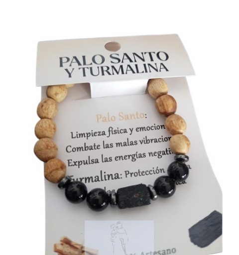 Pulseira Pau Santo com Turmalina