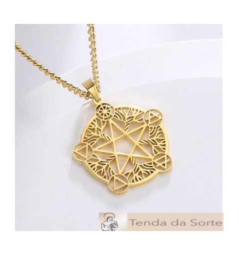 Colar em Aço Pentagrama