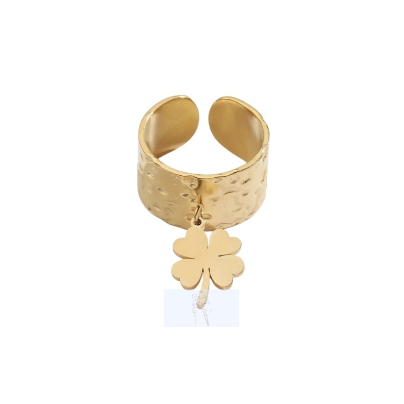 Anel Trevo em Aço dourado