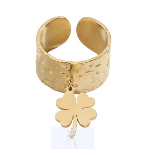 Anel Trevo em Aço dourado