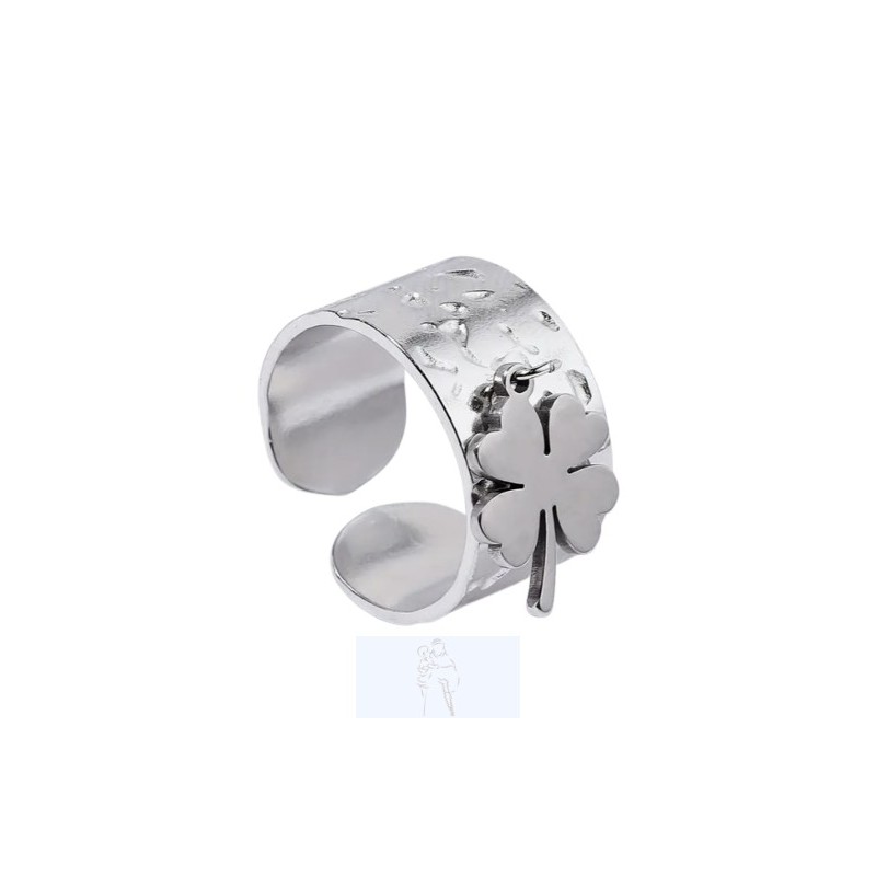 Anel Trevo em Aço prateado