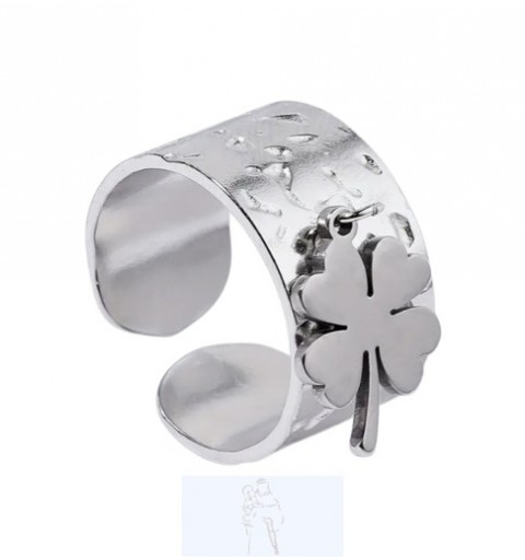 Anel Trevo em Aço prateado